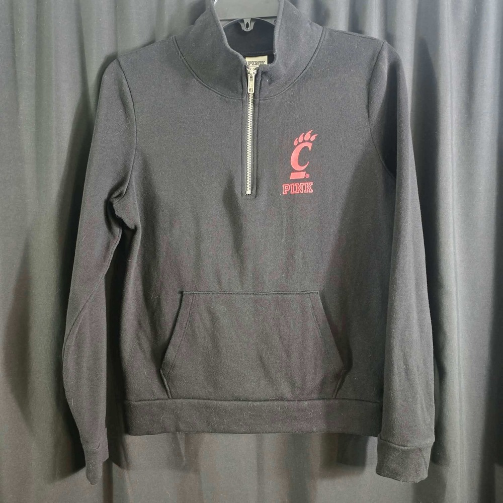 PINK Victoria's Secret Cincinnati Bearcats‎ Quarter Zip Pullover Black Small